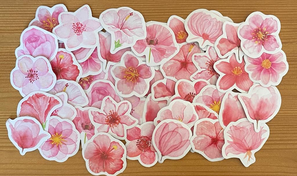 Roze bloemen stickers, Verzenden, Nieuw, Meerdere stickers