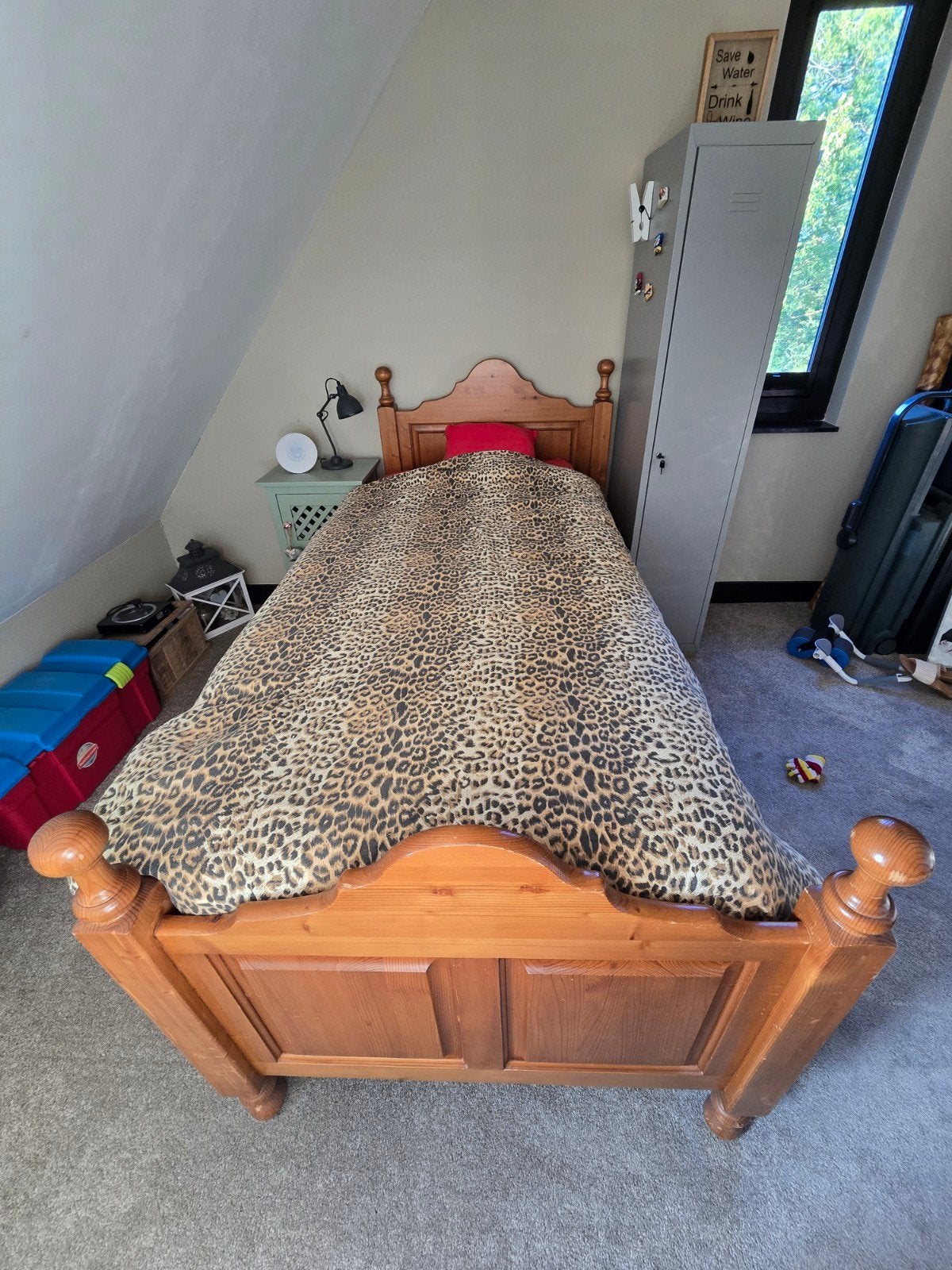 GRATIS Houten eenpersoonsbed met opbergruimte, Ophalen, Gebruikt, 90 cm, Eenpersoons