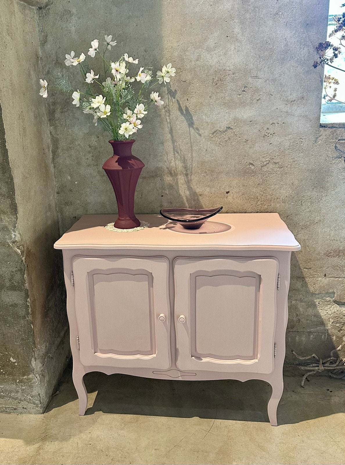 Brocante kastje - 2 deurtjes - roze - basic, Ophalen, Zo goed als nieuw
