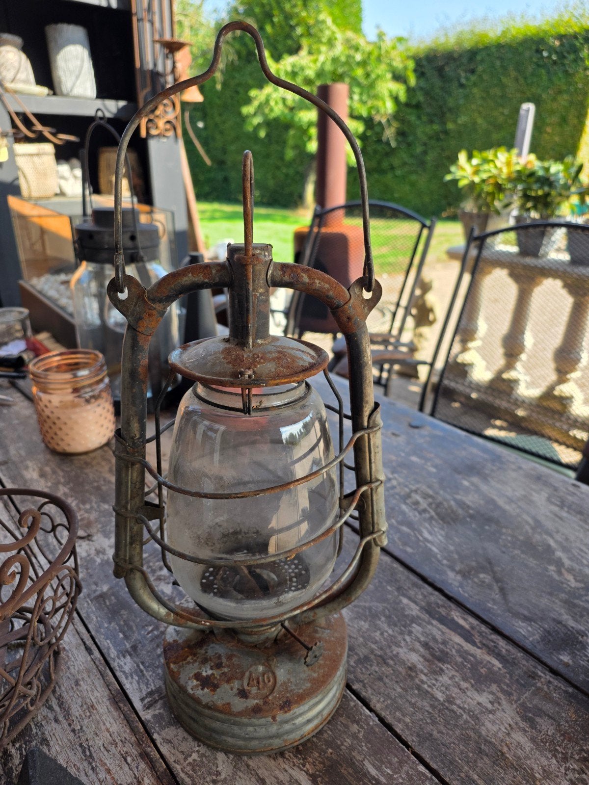 antieke petroleum lamp, Ophalen of Verzenden