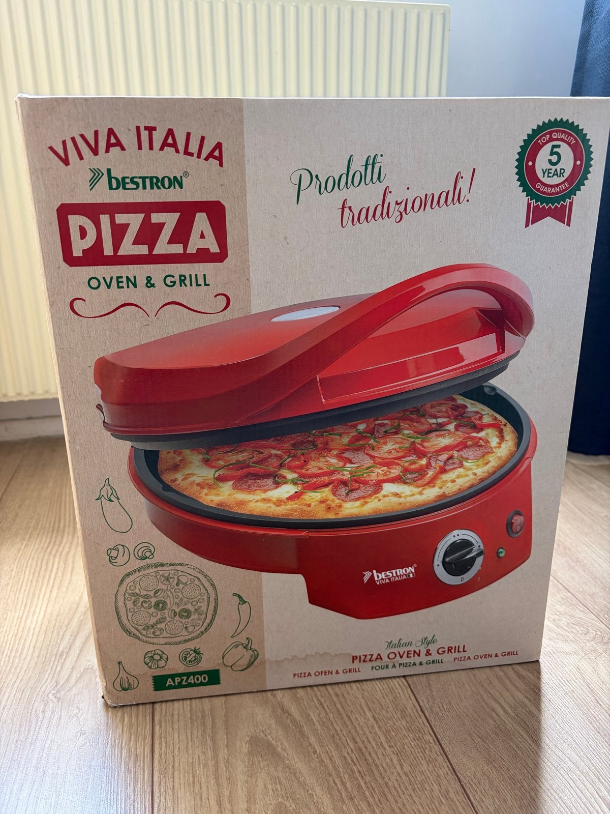 Nieuw in doos! Bestron Viva Italia Pizza Oven & Grill APZ400, Witgoed en Apparatuur, Ovens, Minder dan 45 cm, Overige merken, Pizzaoven