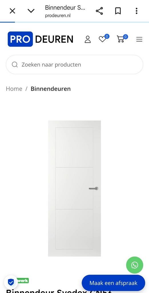 Svedex binnen deur cn53, Ophalen, Nieuw, Binnendeur, 215 cm of meer