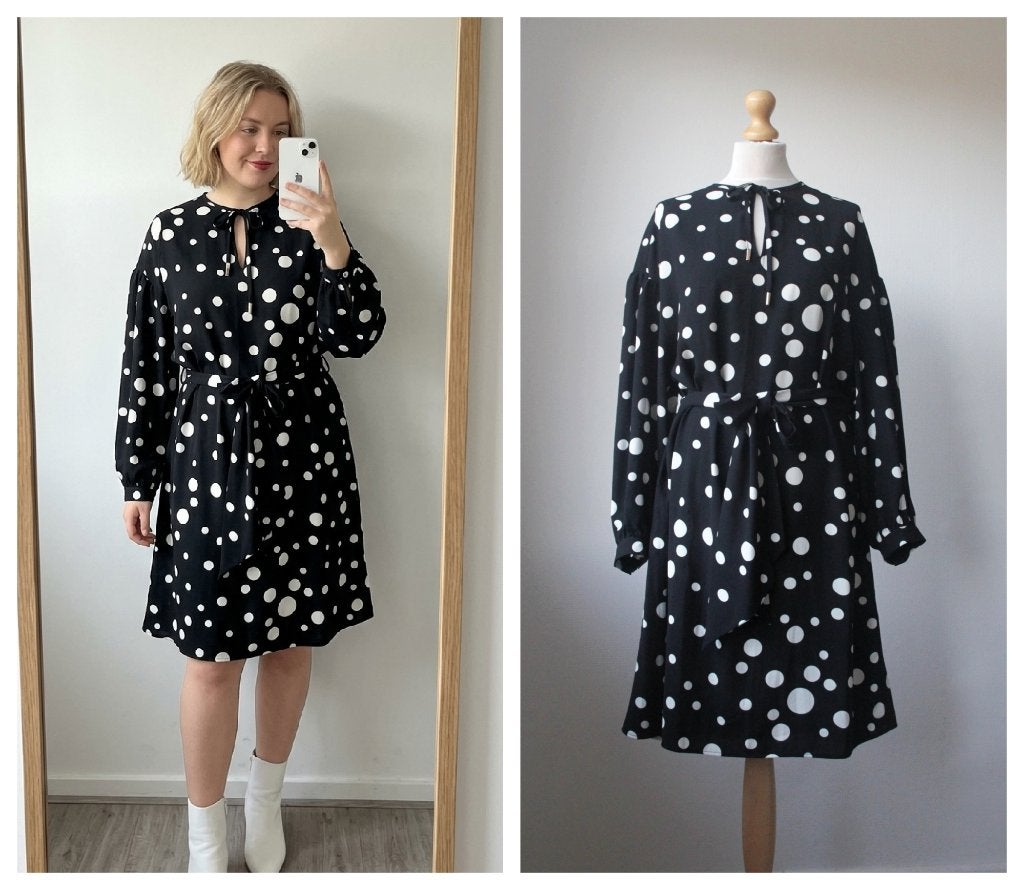 Claes Iversen - mooie stippenjurk zwart wit - maat 40, Kleding | Dames, Maat 38/40 (M), Verzenden, Zwart, Claes Iversen