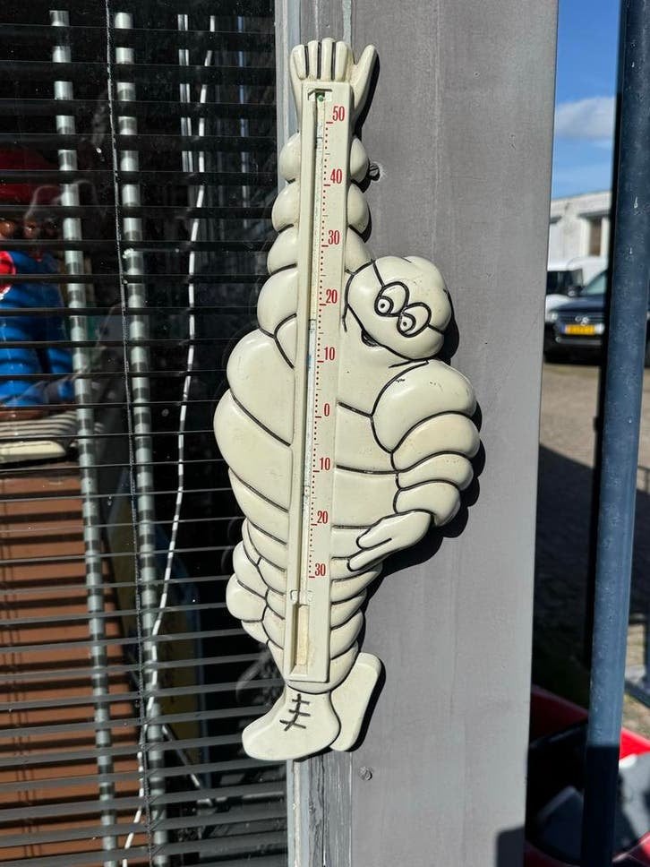 Vintage Michelin Bibendum Thermometer - Buiten/Binnen, Reclamebord, Gebruikt, ., Ophalen of Verzenden