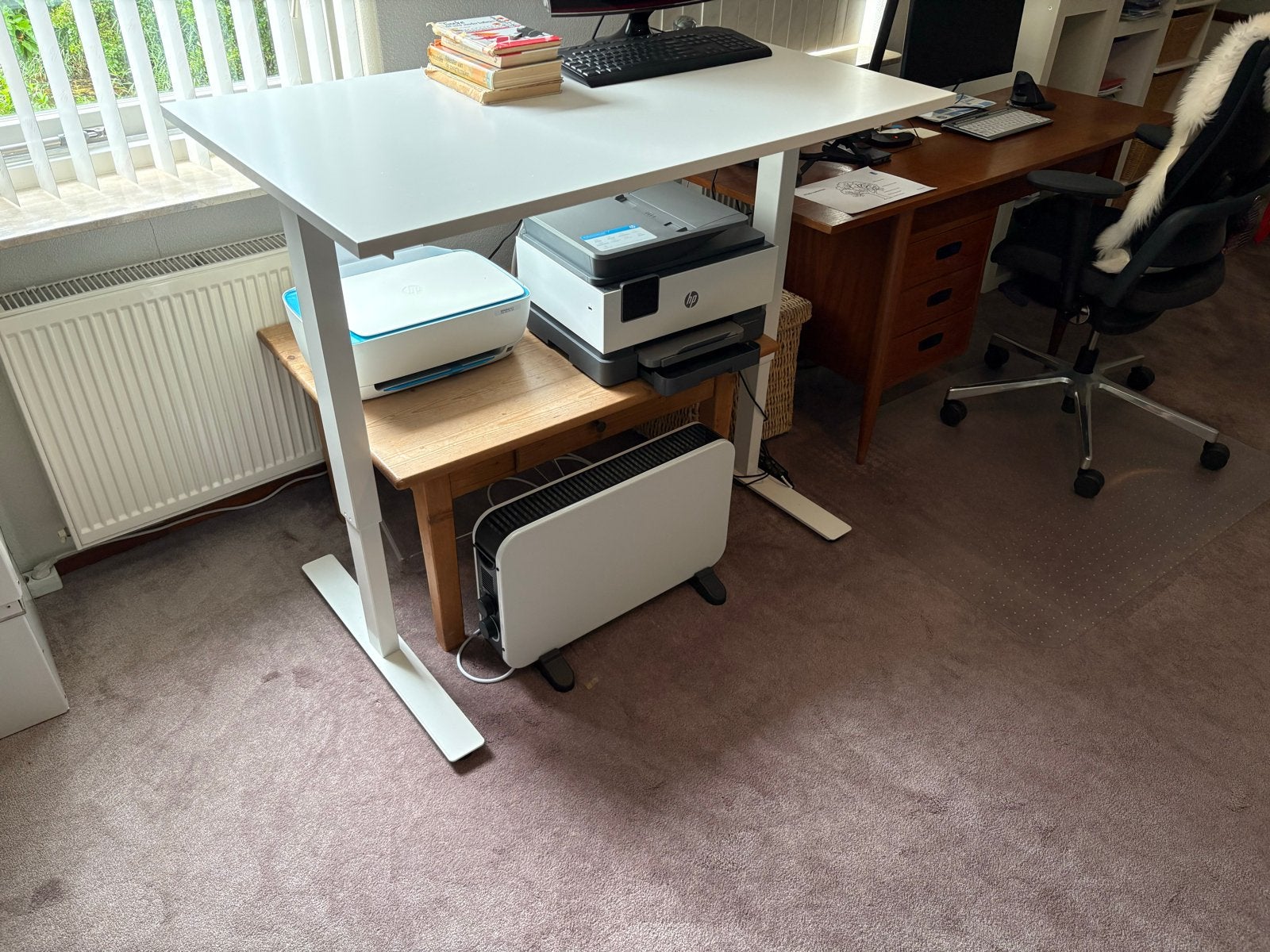 Wit Zit-sta bureau - Ergonomisch en Modern, Ophalen, Zit-sta bureau, Gebruikt, Metaal