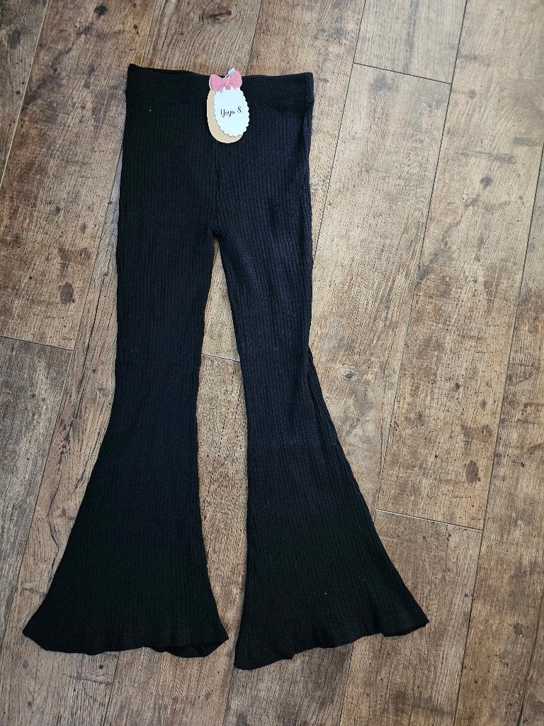 Zwarte ribbroek met wijde pijpen - Yoyo S., Broek, Yoyo S., Meisje, Nieuw