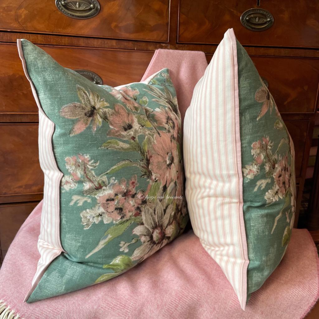 Handgemaakte woonkussen set Arthur Sanderson Painted Flowers, Overige kleuren, Vierkant, Ophalen of Verzenden, Westdijk 41 3241 GT middel