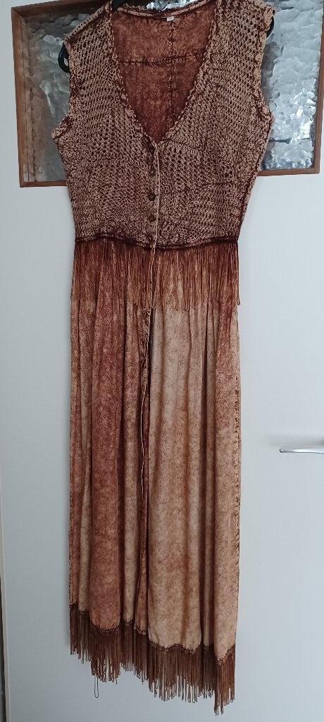 leuke vintage jurk, Ophalen, Zo goed als nieuw, Bruin, Onder de knie