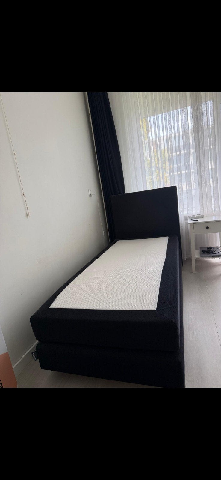 Narvix eenpersoons boxspring zonder topmatras, 90 cm, Eenpersoons, Zwart, Ophalen of Verzenden