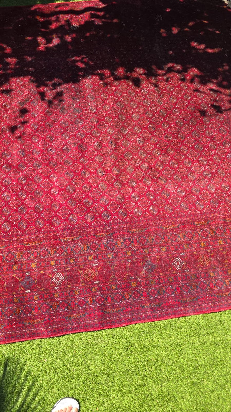 Rood Perzisch handgeweven tapijt, Ophalen, Gebruikt, Perzisch, 200 cm of meer