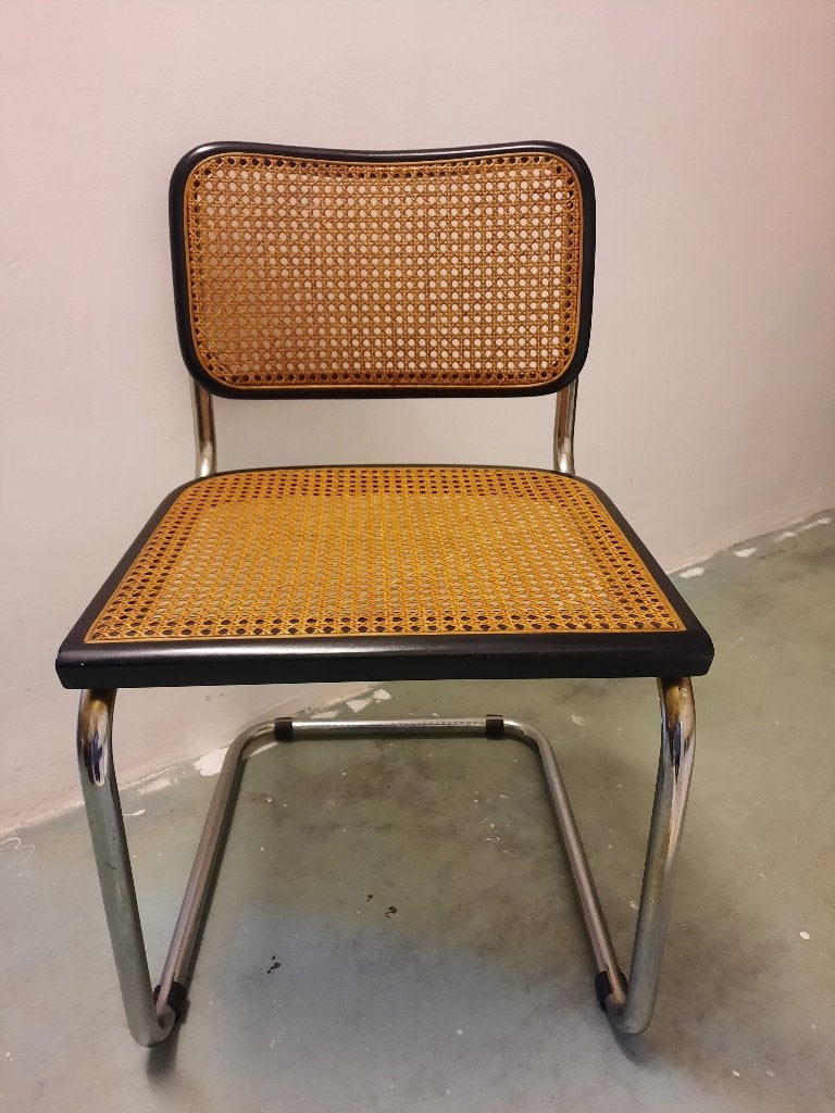Cesca Breuer stijl buisstoel zwart Rotan webbing, Huis en Inrichting, Stoelen, Ophalen, Gebruikt, Bauhaus, Hout