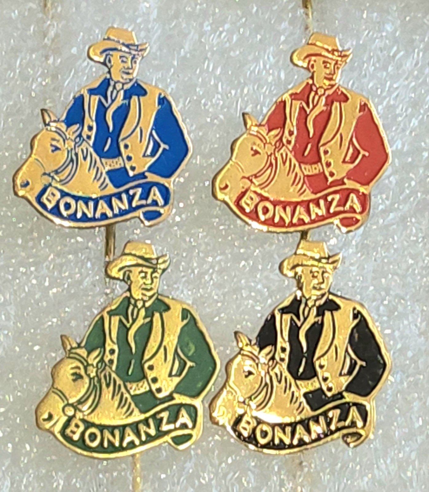 4 Bonanza Speldjes - Vintage Cowboy, Verzamelen, Ophalen of Verzenden, Gebruikt, Overige onderwerpen, Speldje of Pin