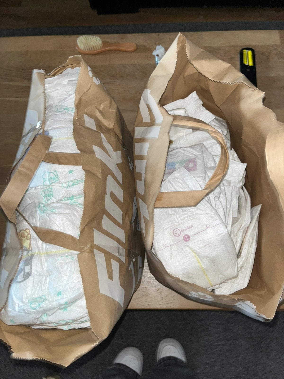 2 tassen vol luiers maat 1 & 2, Ophalen of Verzenden, Zo goed als nieuw