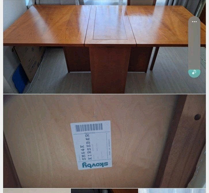kersenkleurige Skovby eettafel opklapbaar., Ophalen, Gebruikt, 50 tot 100 cm, Skovby