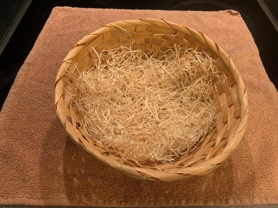 Decoratief rieten mandje - Zo goed als nieuw, Ophalen, Gevlochten, Mand, Rond