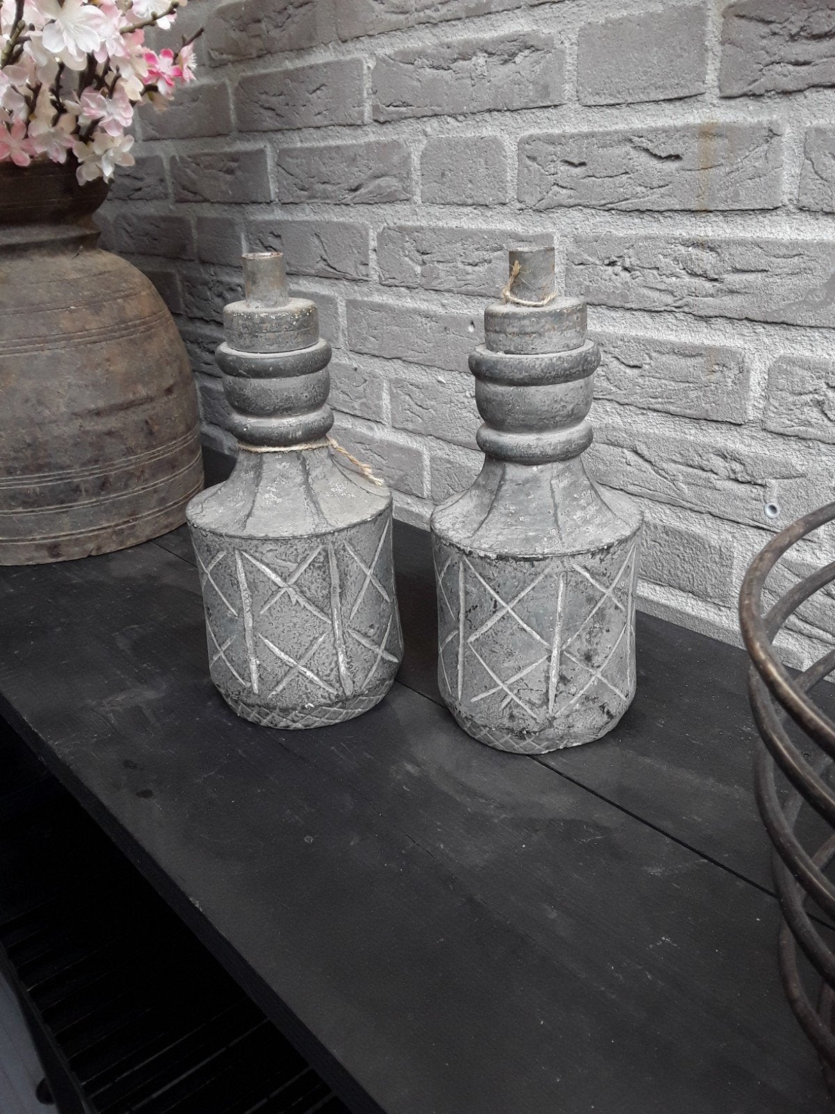2 x landelijke decoratie, Tuin en Terras, Bloempotten, Rond, Ophalen of Verzenden, Aardewerk, Minder dan 40 cm