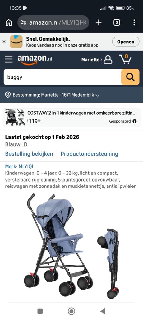 Nieuwe buggy tot 3 a 4 jaar, Ophalen of Verzenden, Nieuw, Verstelbare rugleuning