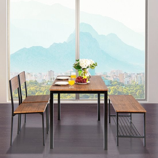 Eettafel set, Overige materialen, 100 tot 150 cm, Zo goed als nieuw, Rechthoekig