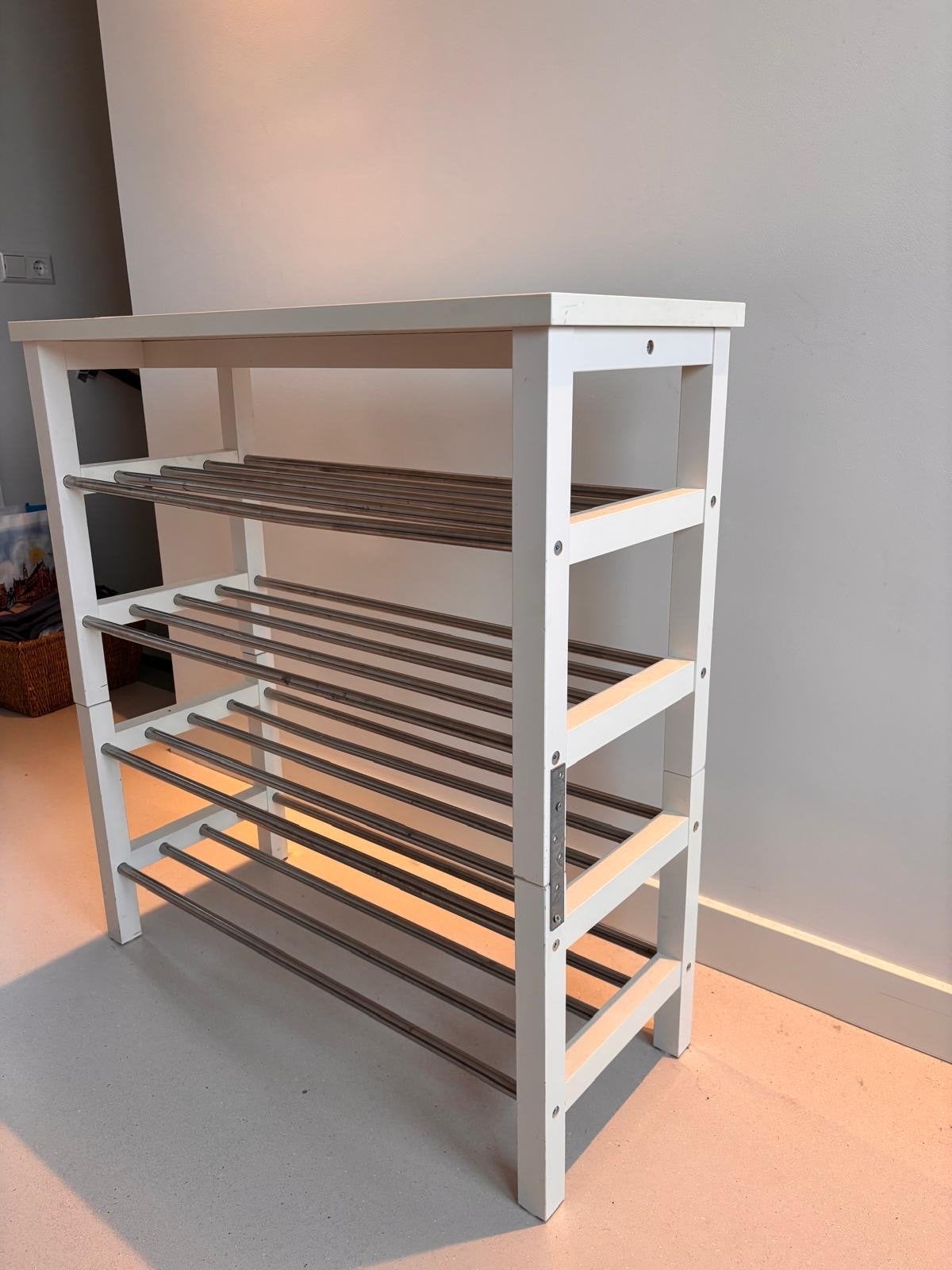 IKEA schoenenrek dubbel - Wit met metalen stangen, Ophalen, Gebruikt