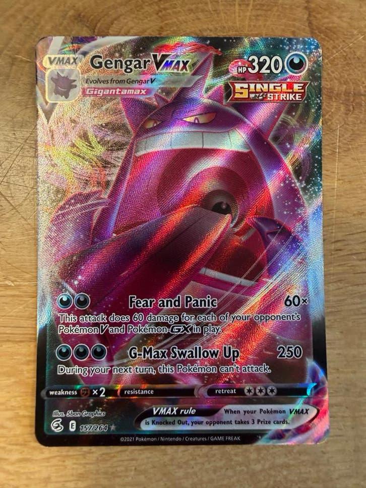 Gengar VMAX Pokémon kaart (Fusion Strike 157/264), Ophalen of Verzenden, Zo goed als nieuw, Losse kaart