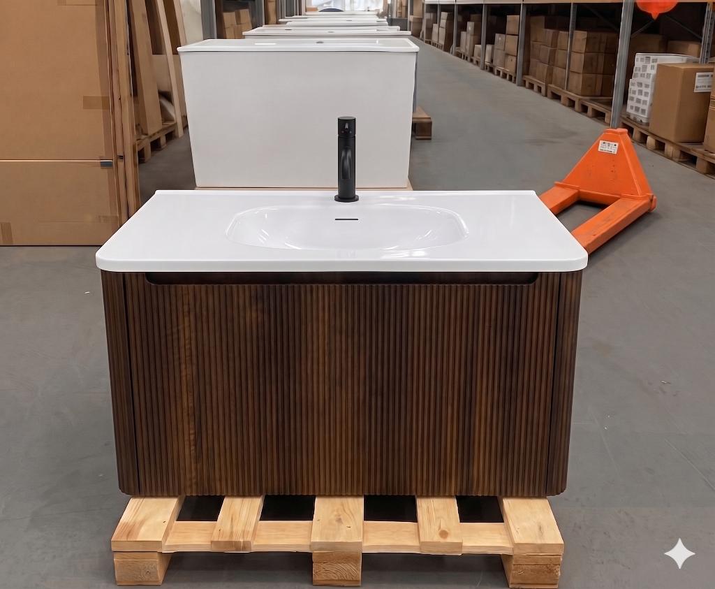 LAATSTE! Wastafelkast badmeubel 100 cm walnoot Nieuw! nr144A, Ophalen, Nieuw