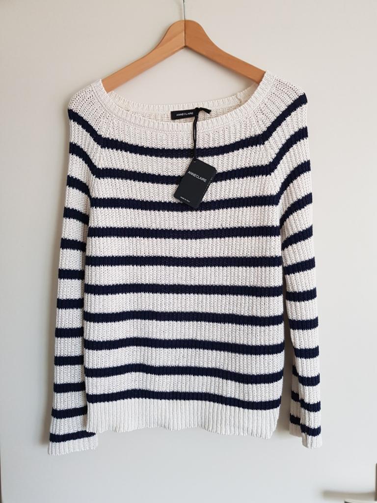 Anneclaire gestreepte katoenen trui maat  NIEUW, Kleding | Dames, Truien en Vesten, Maat 38/40 (M), Wit, Nieuw, Ophalen of Verzenden