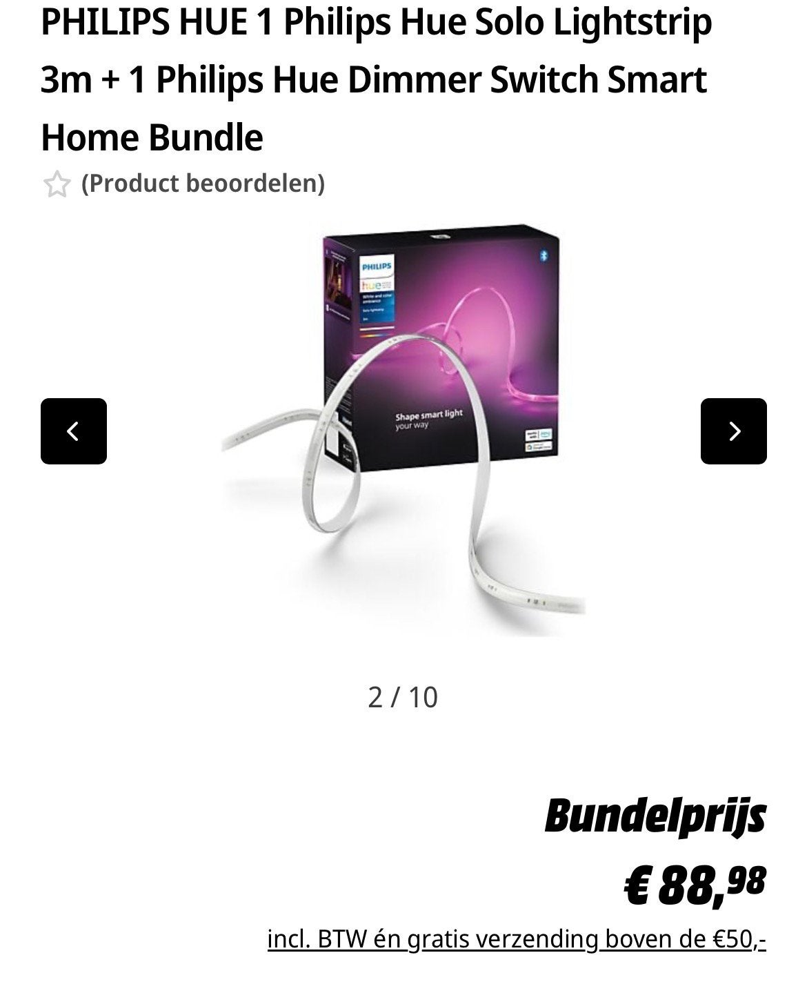 Philips Hue 3mtr strip incl dimmer - Nieuw, Huis en Inrichting, Ophalen of Verzenden, Nieuw