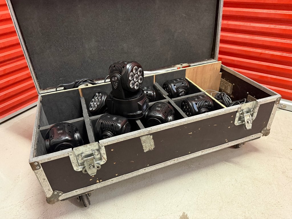 8x ETEC LED Movinghead Washer 7x10 Watt RGBW + Flightcase, Ophalen of Verzenden, Gebruikt, Licht, Geluidgestuurd