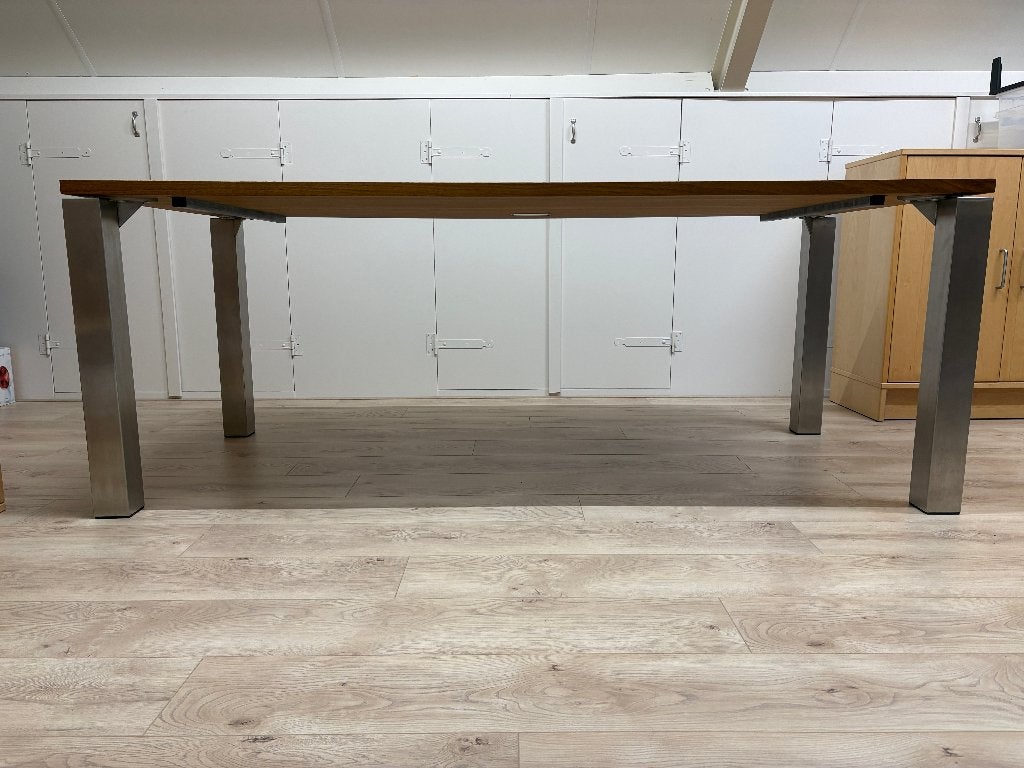 massief eiken eettafel, Ophalen, 200 cm of meer, 50 tot 100 cm, Zo goed als nieuw