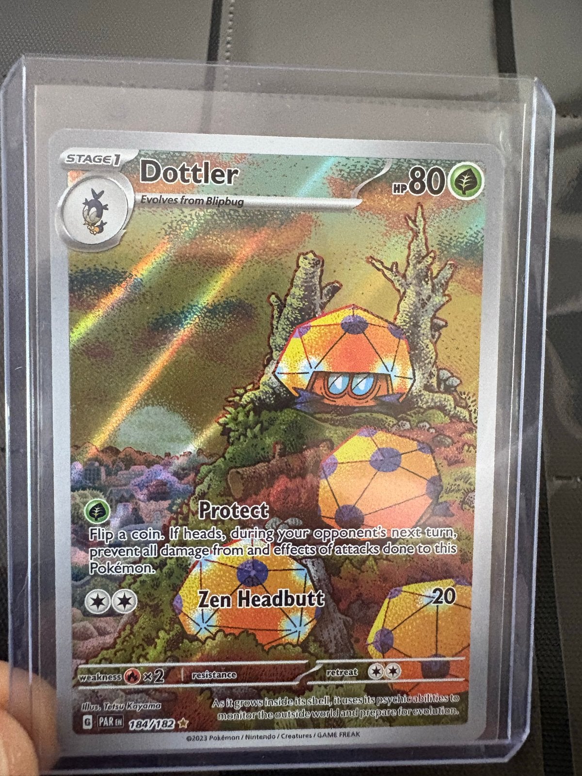 Pokémon Kaart Dottler 184/182 G PAR, Ophalen of Verzenden, Zo goed als nieuw, Losse kaart, Foil