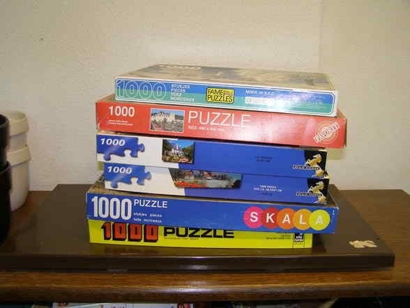 Vijf puzzels 1000 stukjes, Ophalen of Verzenden, 500 t/m 1500 stukjes, Gebruikt, Legpuzzel