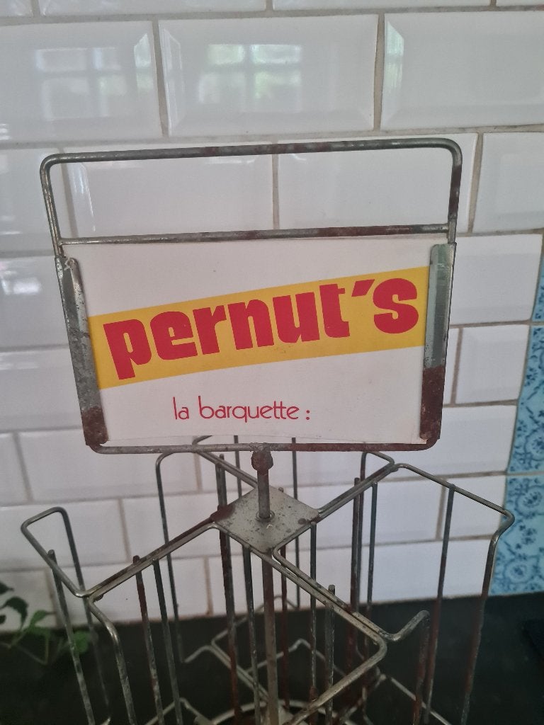 Zeer oud metalen rekje display Pernut's La barquette, Antiek en Kunst, Curiosa en Brocante, Ophalen of Verzenden
