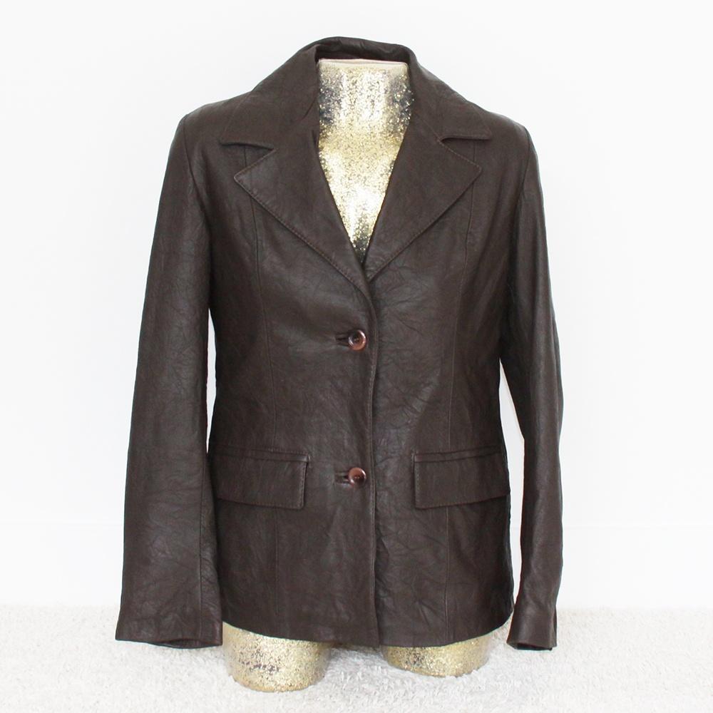 Mooie Soepele Leren Unipel Jas (M) € 65,-, Kleding | Dames, Jassen | Winter, Maat 38/40 (M), Bruin, Ophalen of Verzenden, Zo goed als nieuw