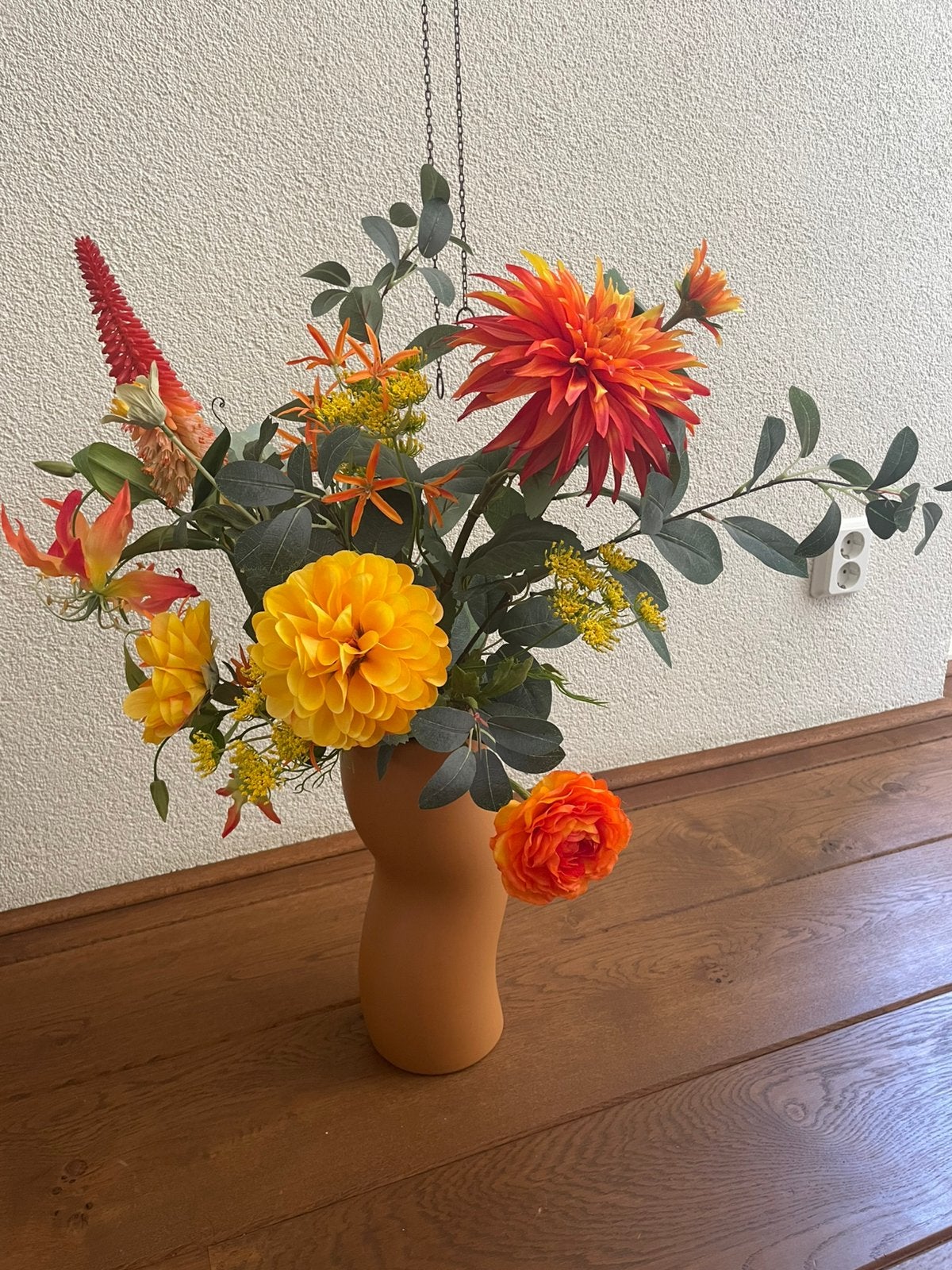 Prachtig fleurig kunstboeket incl vaas, Ophalen, Zo goed als nieuw