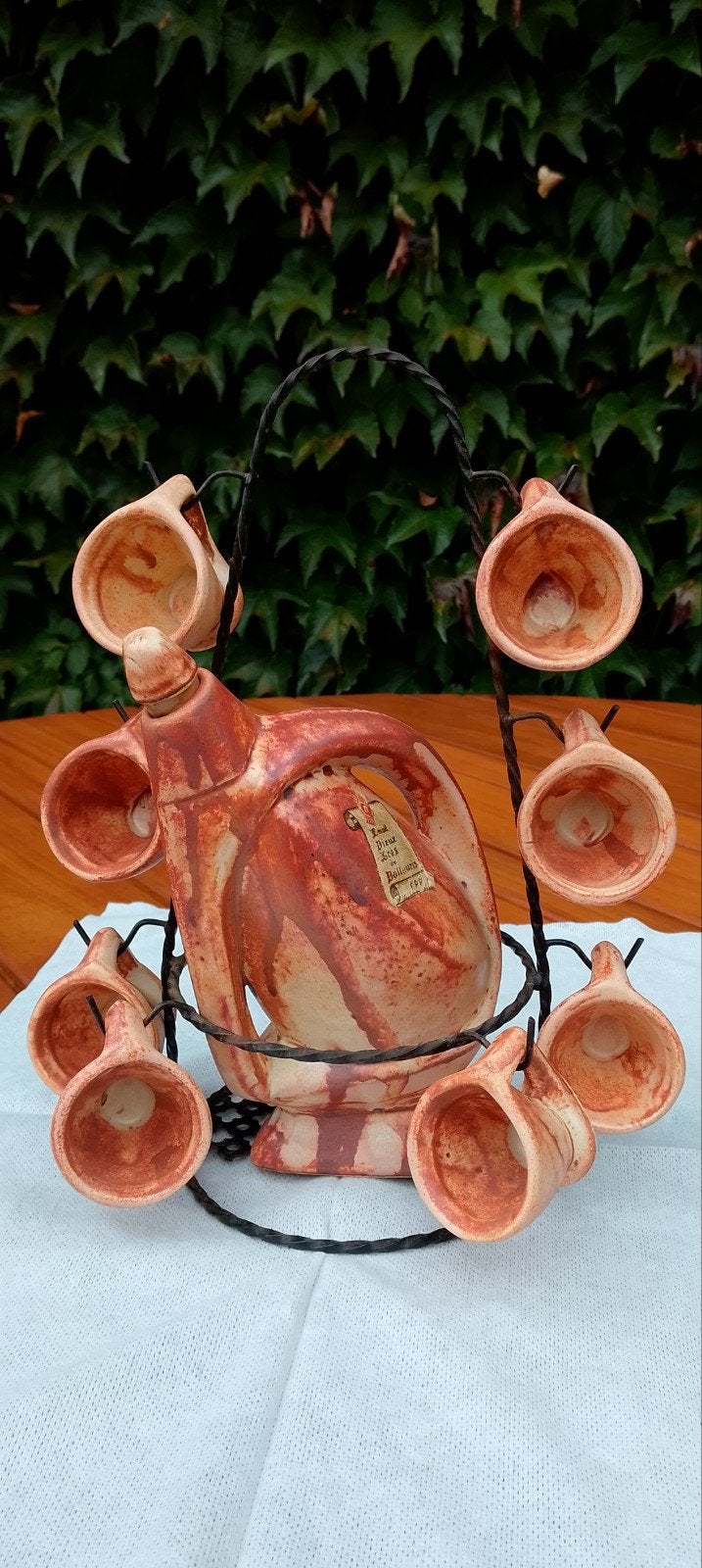 Vintage Vallauris Likeurset / Aperitiefset op Smeedijzeren, Ophalen of Verzenden