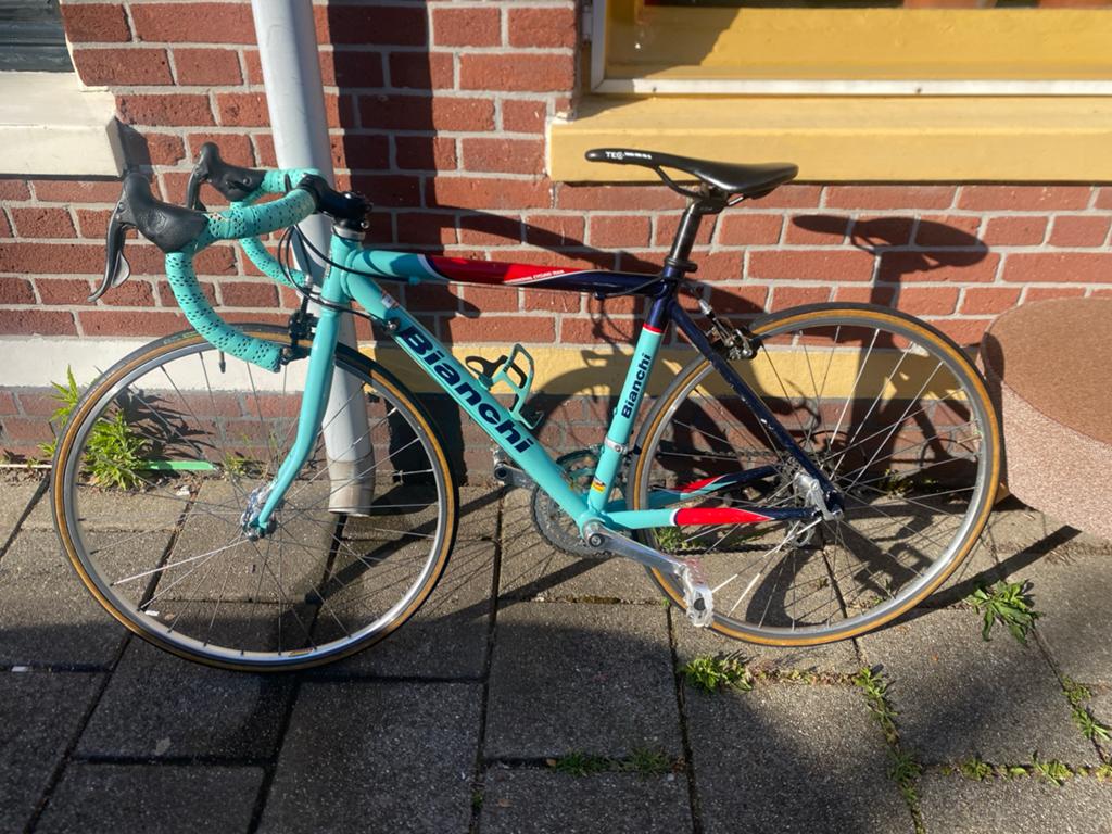 Bianchi retro kinderracefiets, framemaat 42., Gebruikt, Velgrem, Aluminium, Minder dan 49 cm