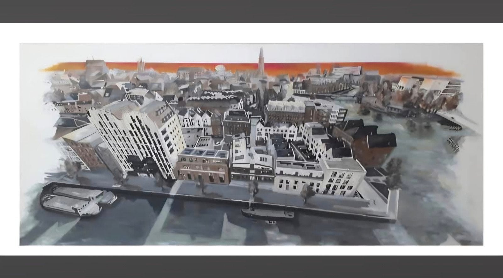 schilderij van Zwolle kraanbolwerk, Ophalen of Verzenden, Schilderij