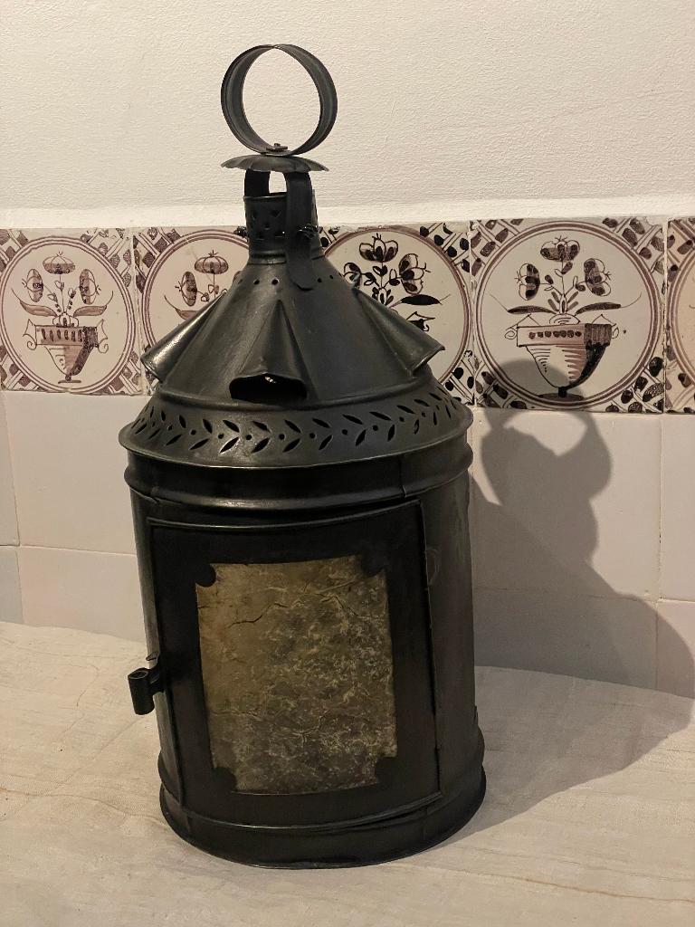 antieke ijzeren lantaarn lamp rond, Ophalen of Verzenden
