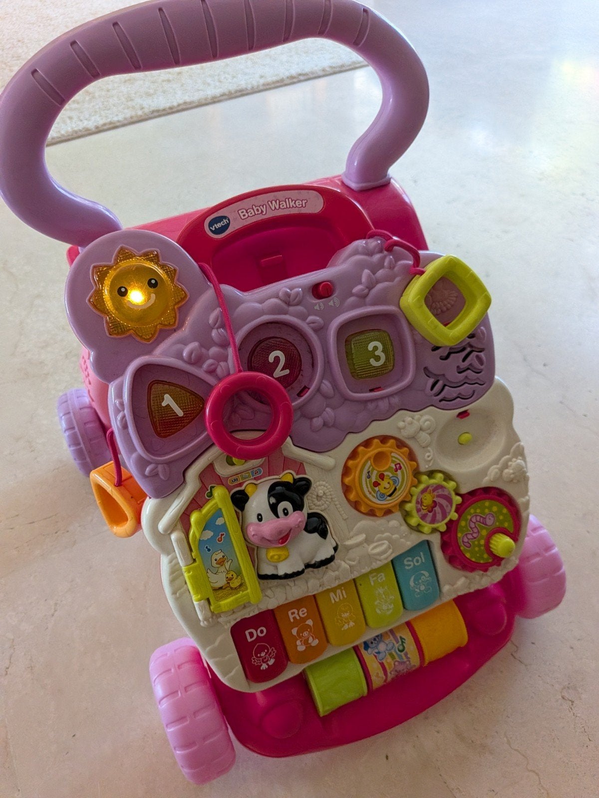 Roze VTech baby loopwagen, 2 in 1. Zgan!, Ophalen, Zo goed als nieuw, 6 maanden tot 2 jaar