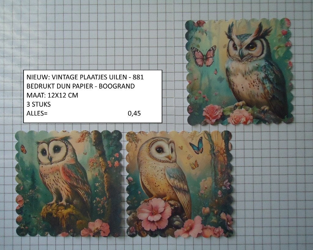 ⚠️nu 0,30: vintage plaatjes uilen 881 ( alleen verzenden, Ophalen, Nieuw, Dieren, Knipvel