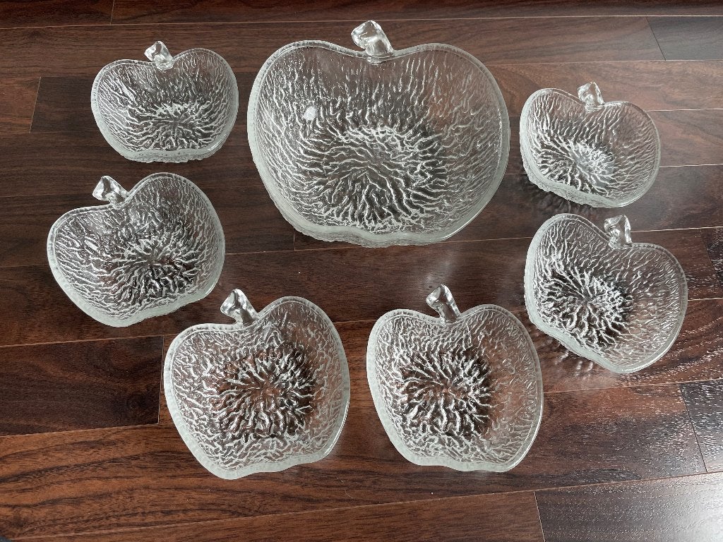 Vintage 7 glazen appelvormige schaaltjes, dessertschaaltjes, Ophalen of Verzenden