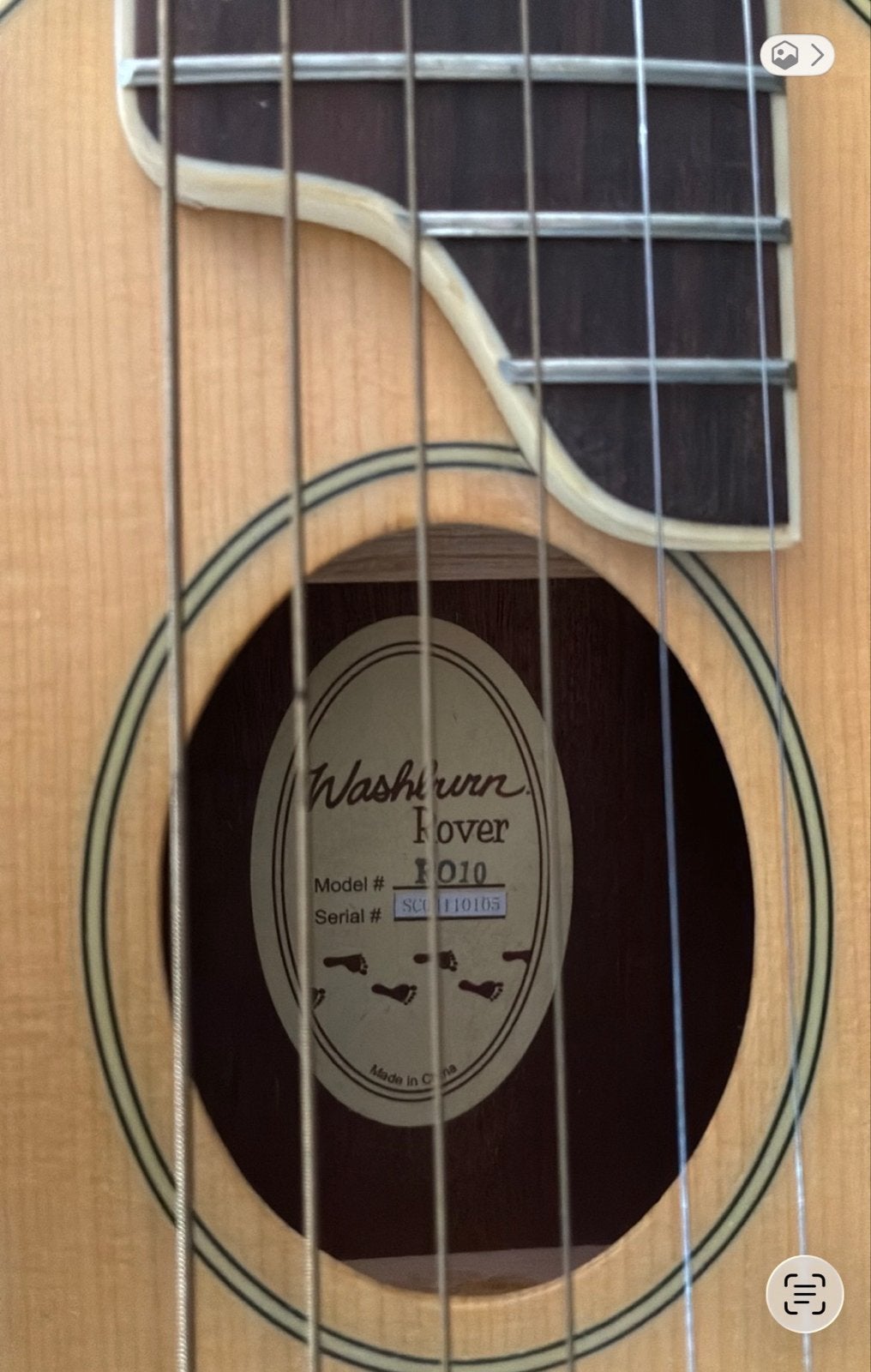 Te koop mooie Washburn Rover RO10 reisgitaar,, Ophalen of Verzenden, Zo goed als nieuw, Western- of Steelstringgitaar