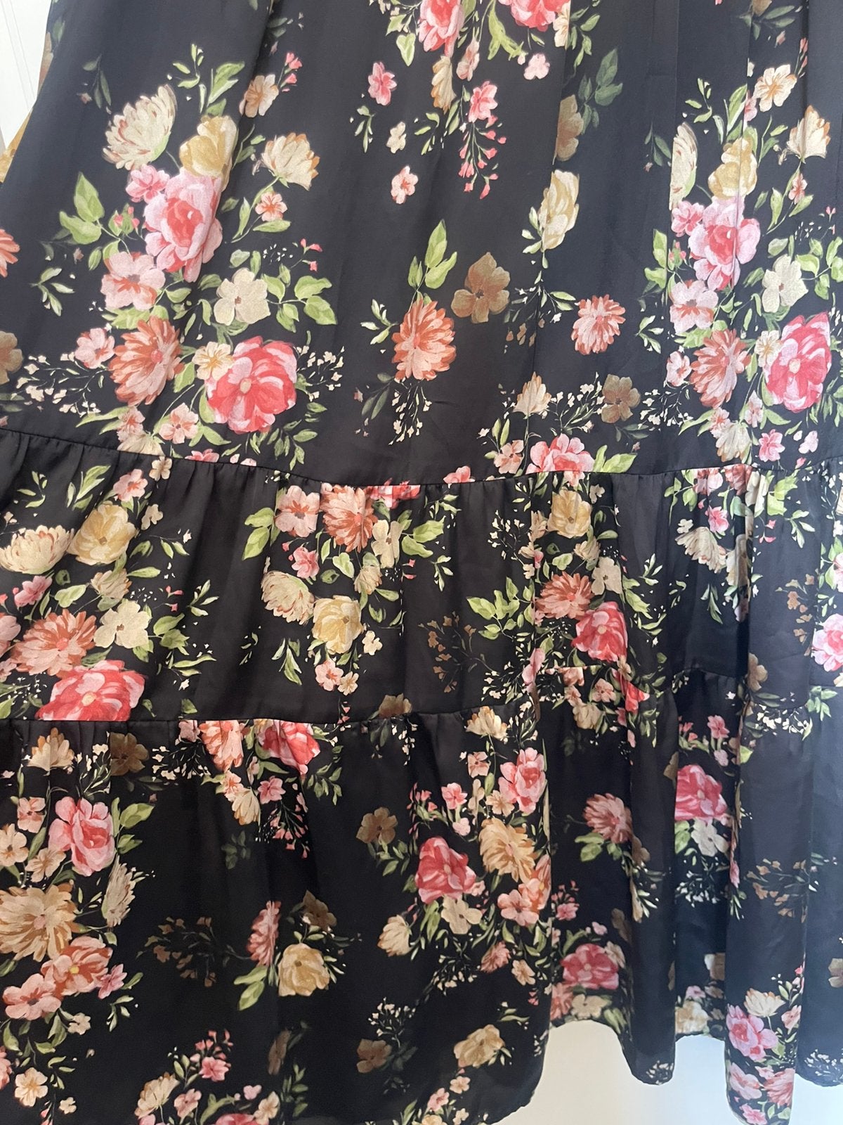 Zara zwierige  bloemen maxi jurk maat L, Zwart, Maat 42/44 (L), Ophalen of Verzenden, Zo goed als nieuw