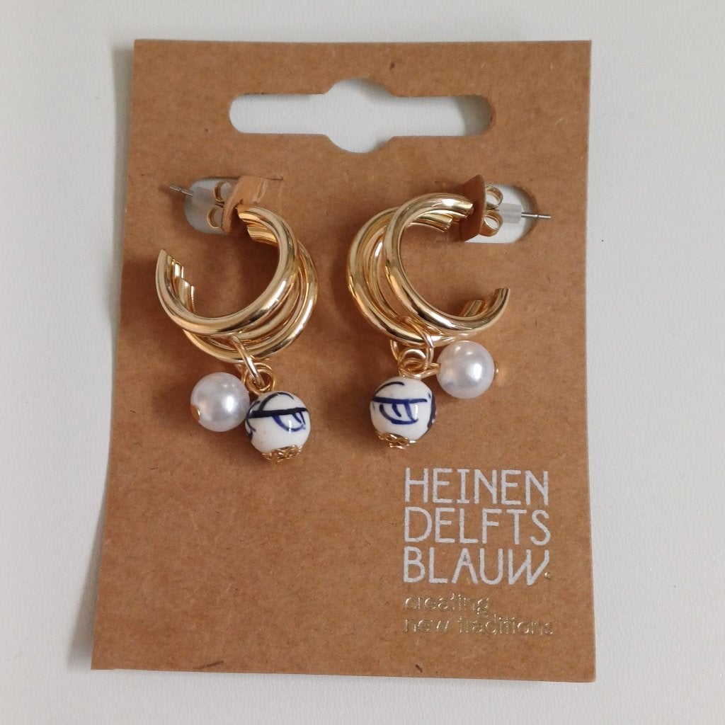 Oorbellen Heinen Delfts Blauw, Ophalen of Verzenden, Nieuw, Blauw, Overige materialen