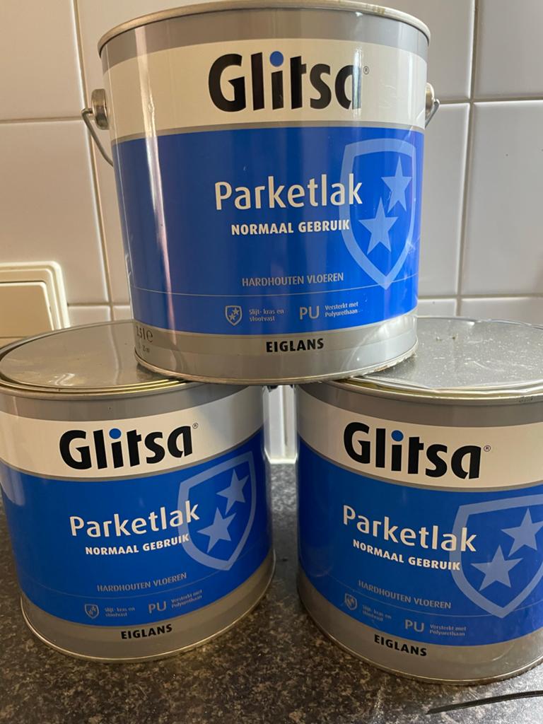 Glitsa Parketlak Normaal Gebruik - 3x 2,5L, Overige kleuren, 5 tot 10 liter, Nieuw, Ophalen of Verzenden