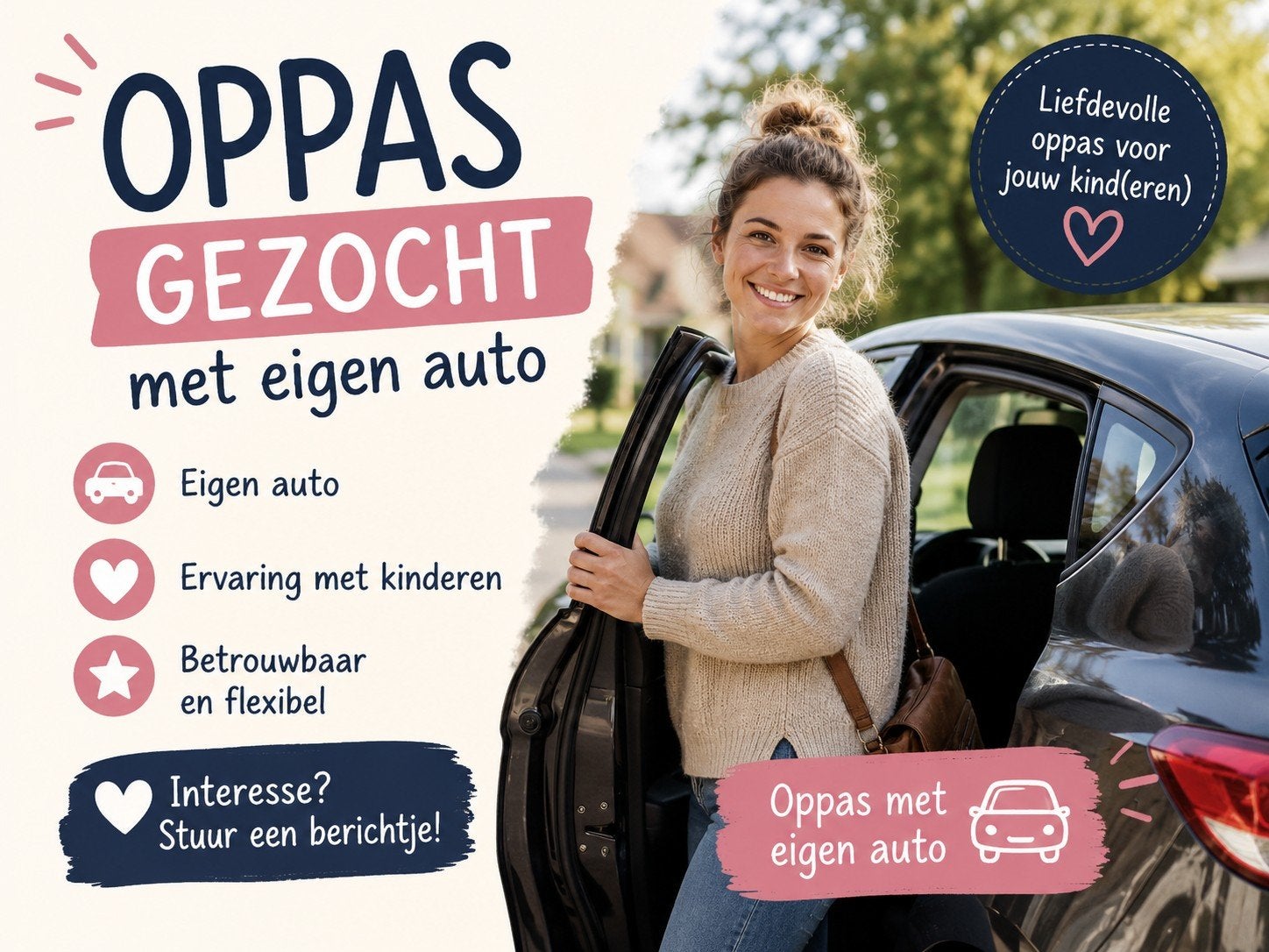 oppas gezocht in bezit van rijbewijs en eigen auto, Ophalen