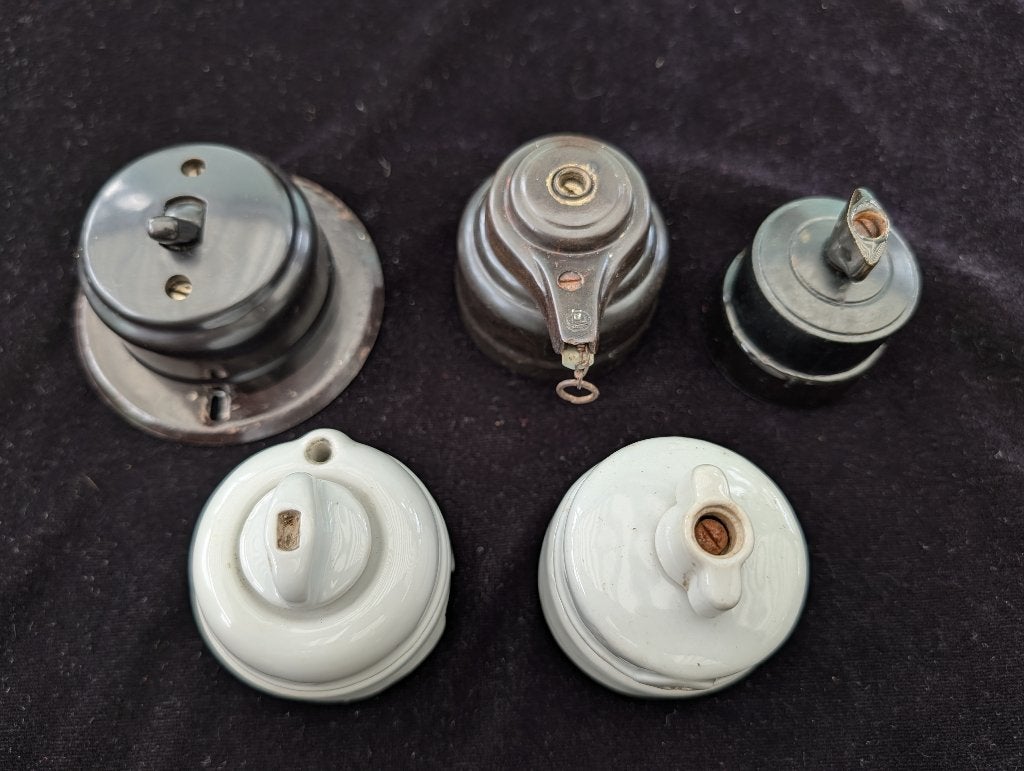5 vintage Bakeliet Porselein Schakelaar lichtschakelaar, Ophalen of Verzenden