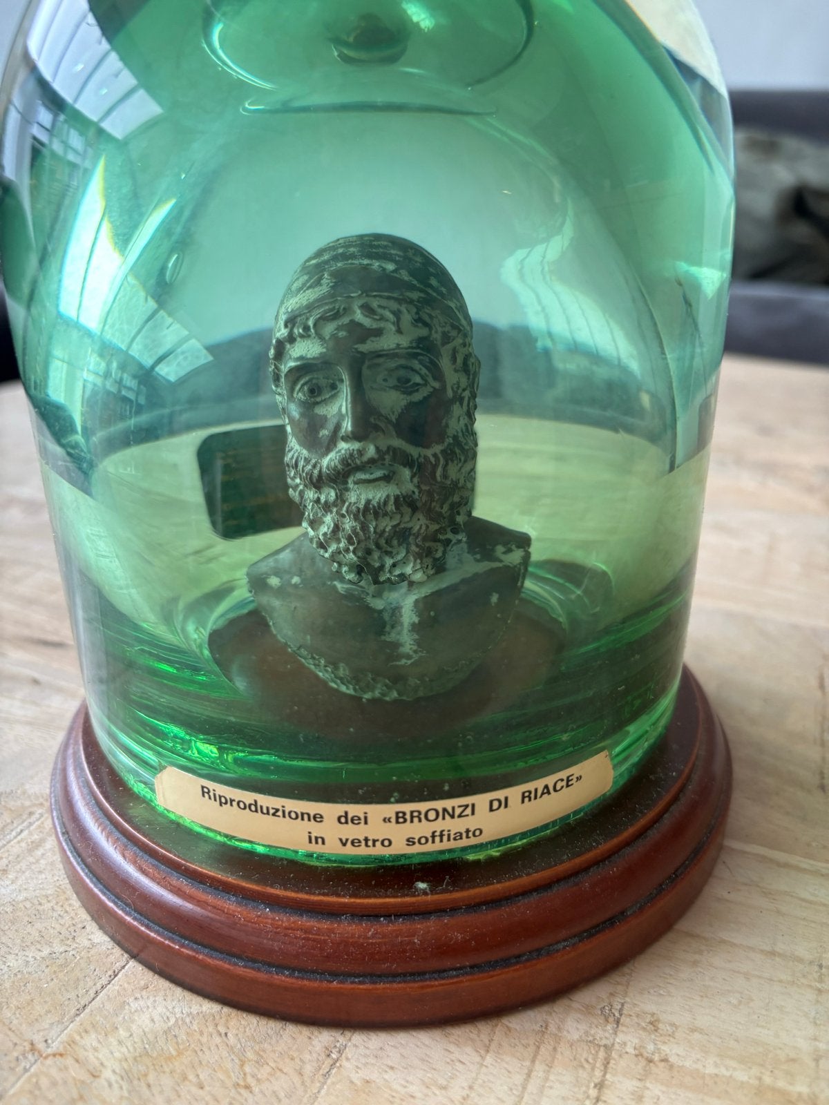 Vintage Italiaanse Bronzi di Riace fles met buste, Ophalen of Verzenden