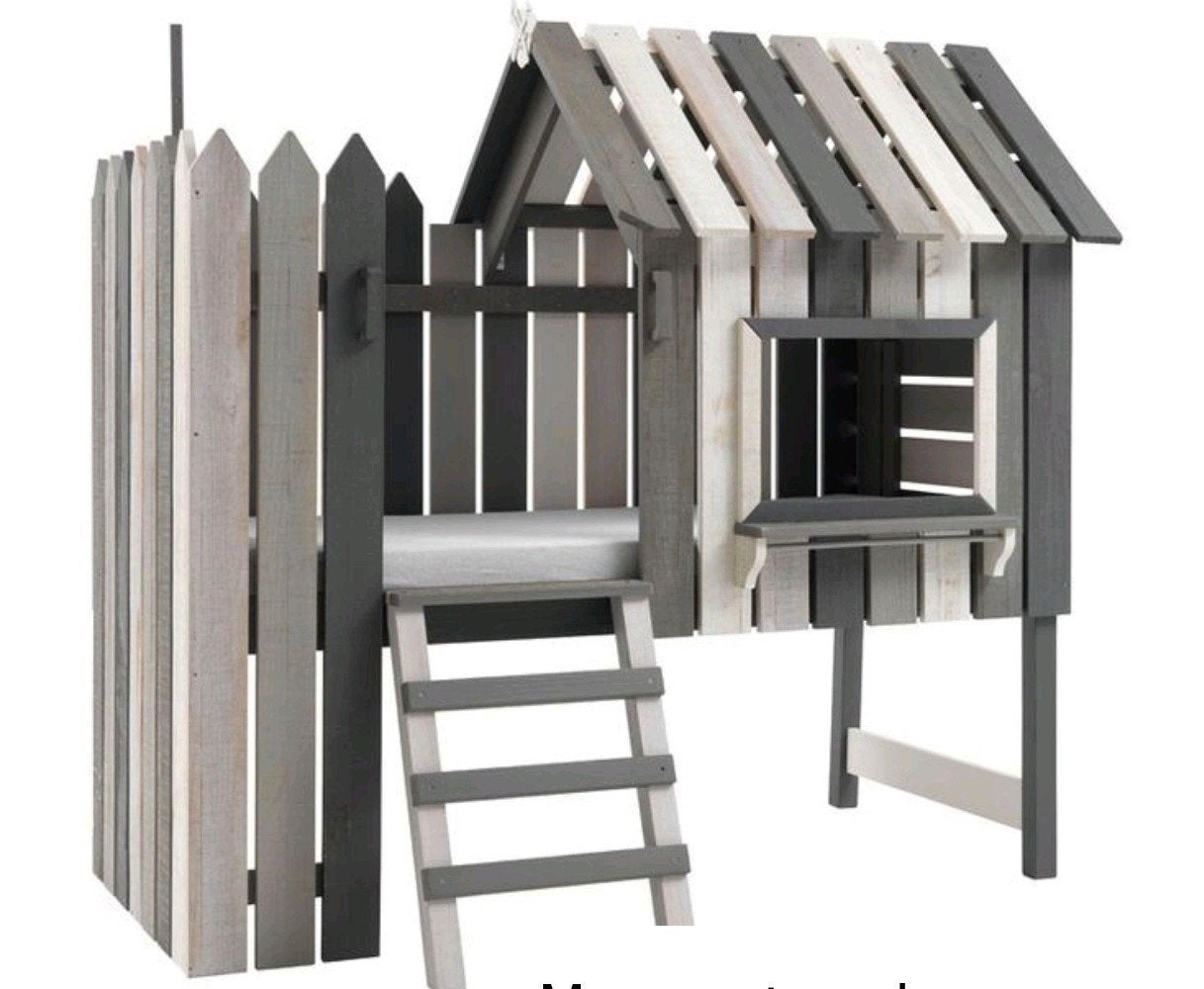 Boomhut bed, half hoogslaper, kinderbed, 90x200, Kinderen en Baby's, Kinderkamer | Stapelbedden en Hoogslapers, Ophalen, Gebruikt