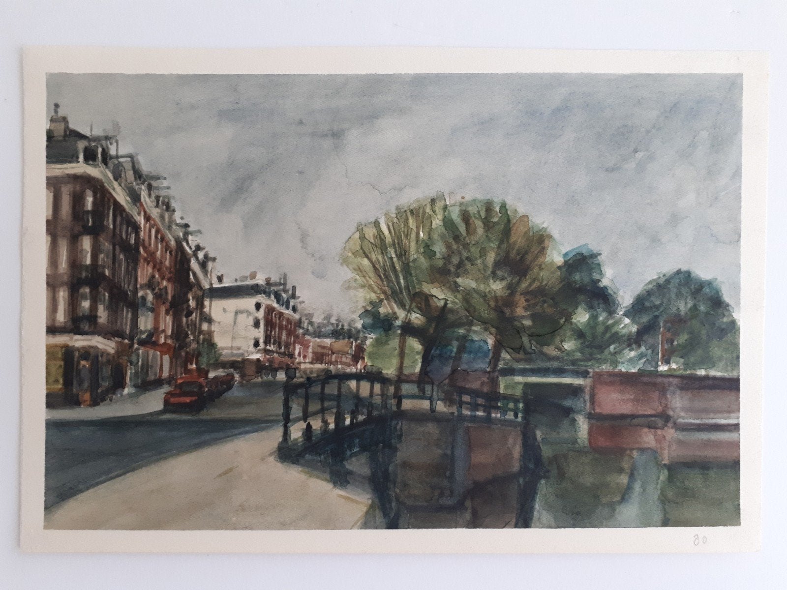 Dineke van Tongeren, aquarel, Nassaukade Amsterdam, Ophalen of Verzenden